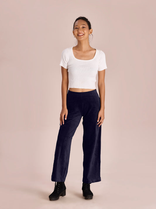Navy Corduroy Wide Pants