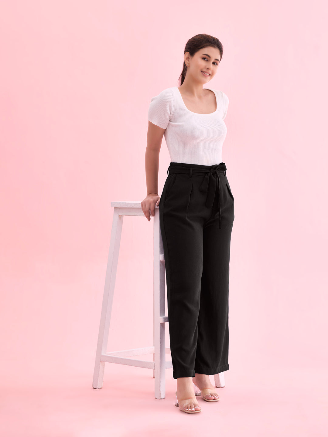 Black Viscose Poly Stretch Smart Fit Pant