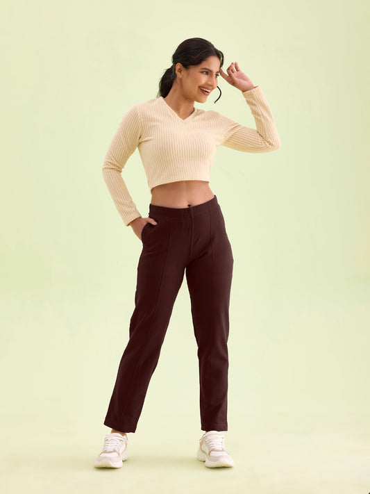 Dark Wine Fleece Warm Kurti Pants