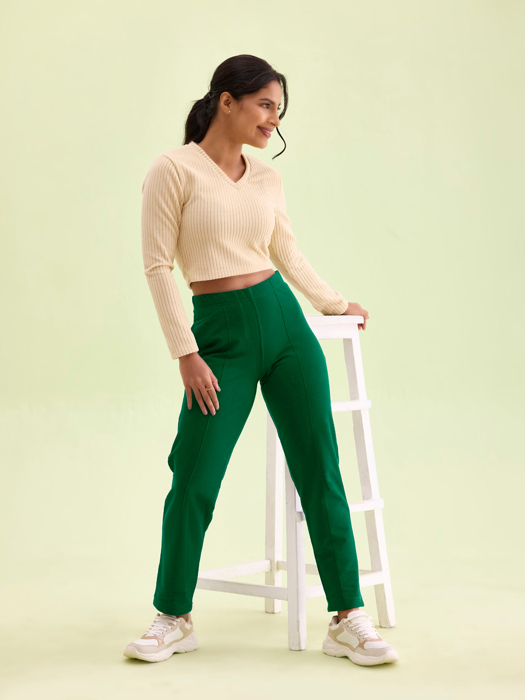 Bottle Green Fleece Warm Kurti Pants