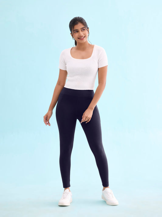 Navy Cotton Stretch Yoga Legging