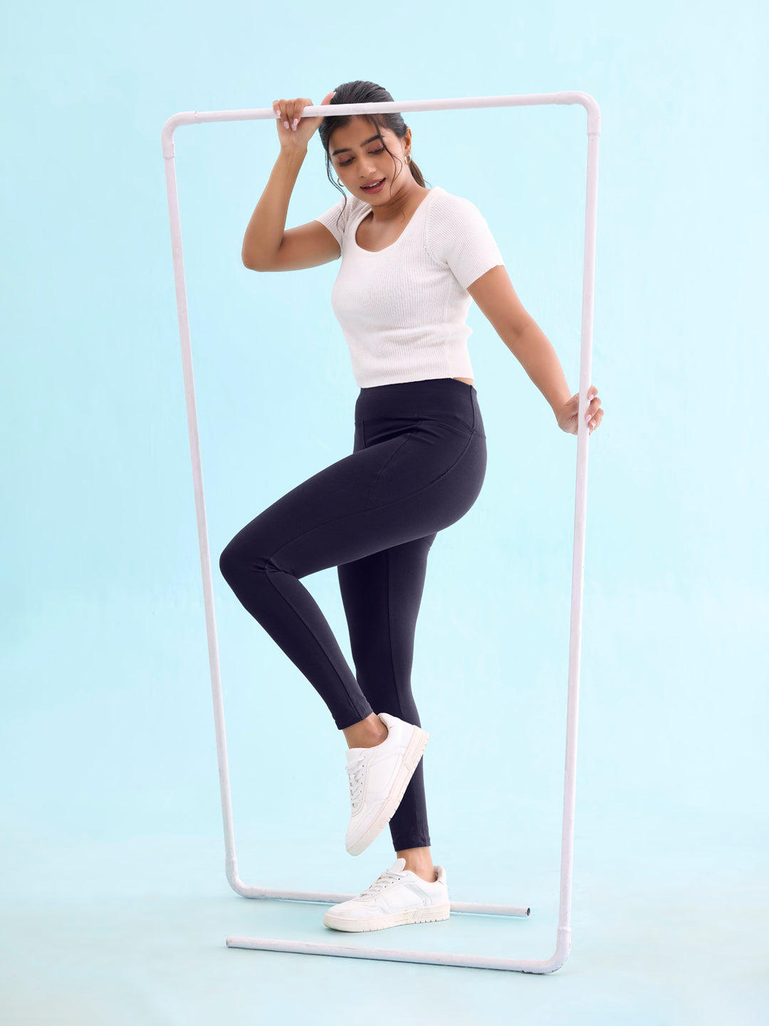 Navy Cotton Stretch Yoga Legging