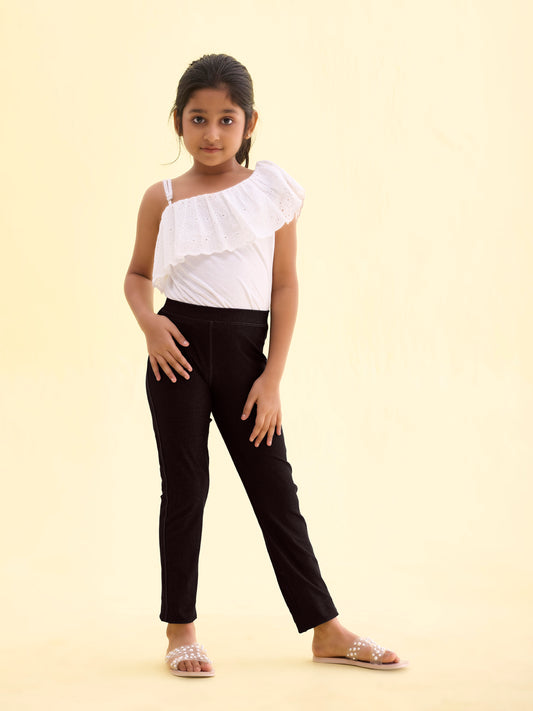 Black Cotton Poly Stretch Knit Jeggings