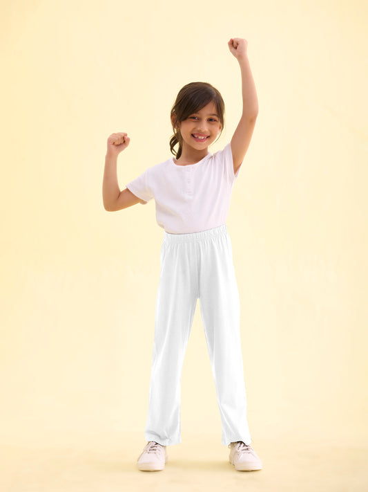 White Cotton Stretch Track Pant