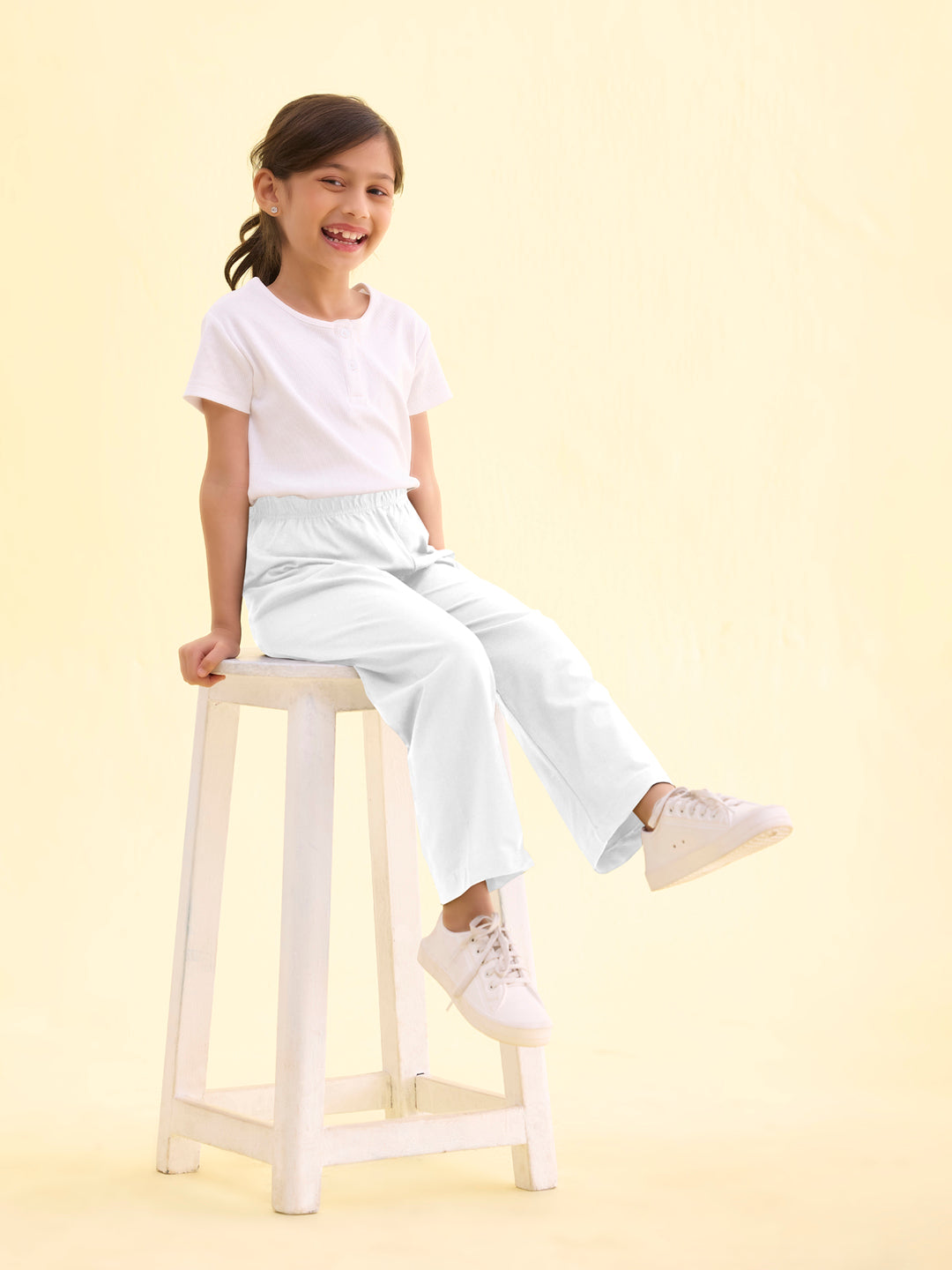 White Cotton Stretch Track Pant