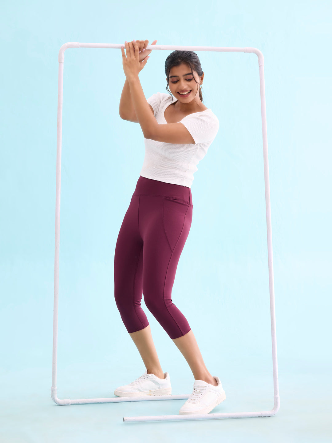 Maroon Poly Stretch Training Capri