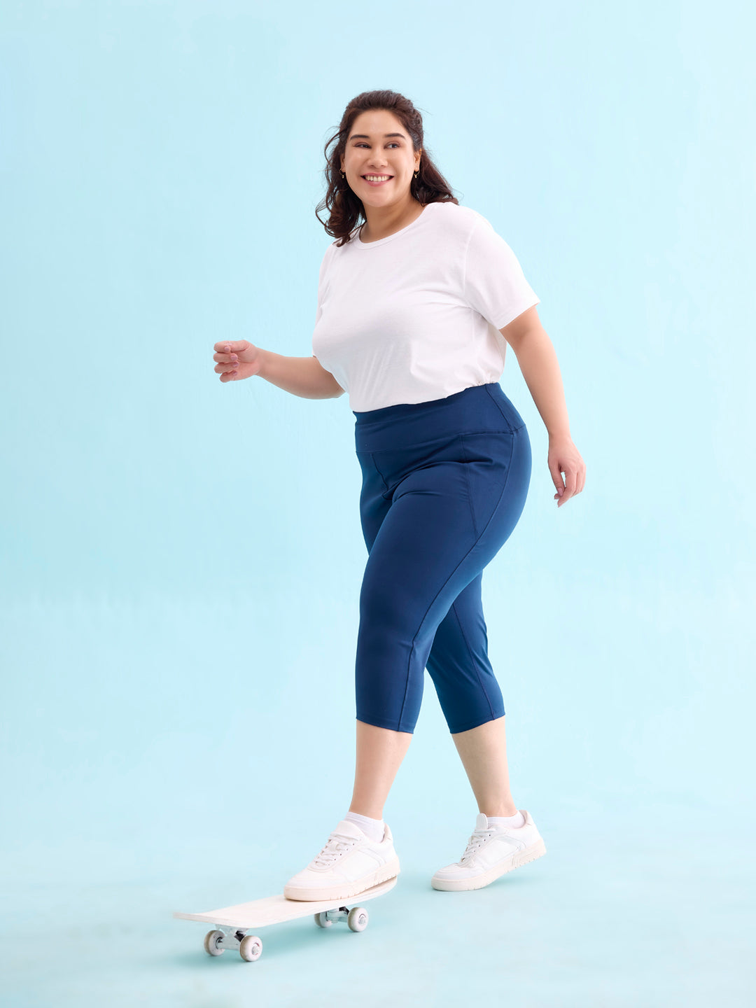 Teal Poly Stretch Training Capri