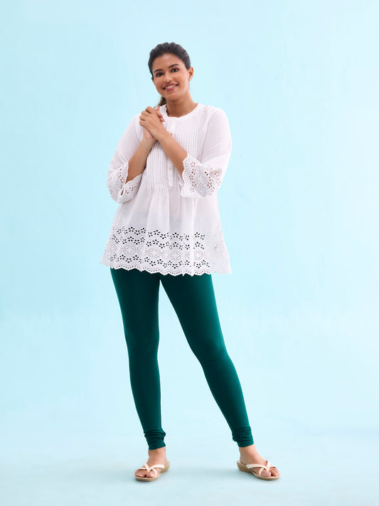 Dark Green Cotton Stretch Churidar