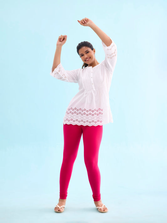 Dark Pink Cotton Stretch Churidar