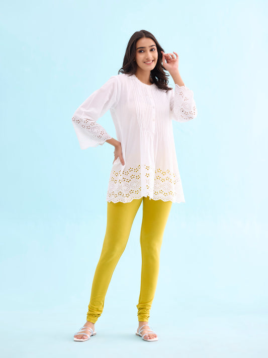 Lemon Cotton Stretch Churidar