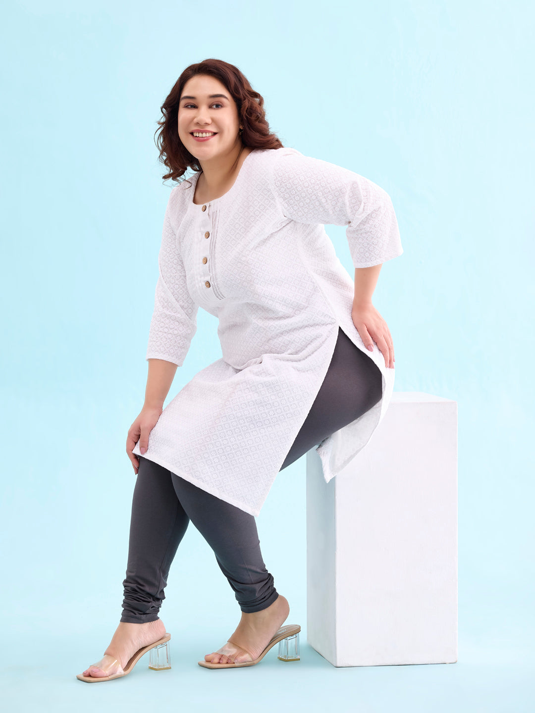 Silver Grey Cotton Stretch Churidar