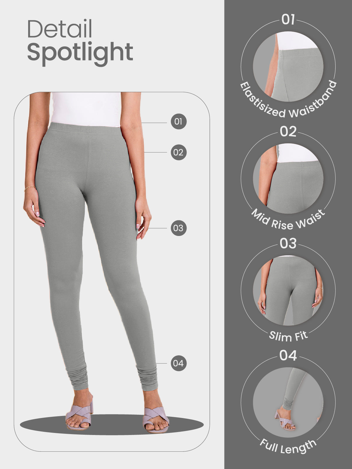 Medium Grey Cotton Stretch Churidar