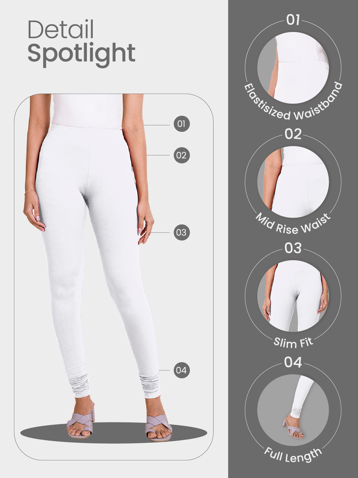 Cream Cotton Stretch Churidar - Plus Size