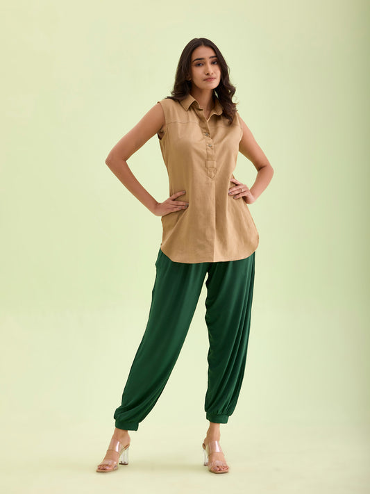 Dark Green Viscose Stretch Harems