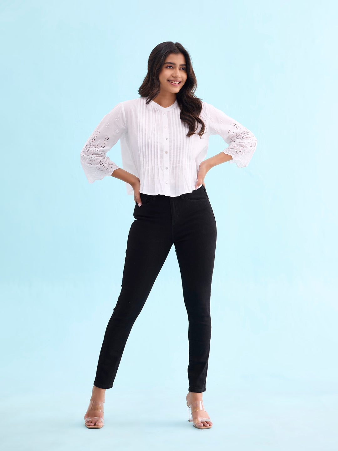 Black Denim Skinny Jeans - Main Image