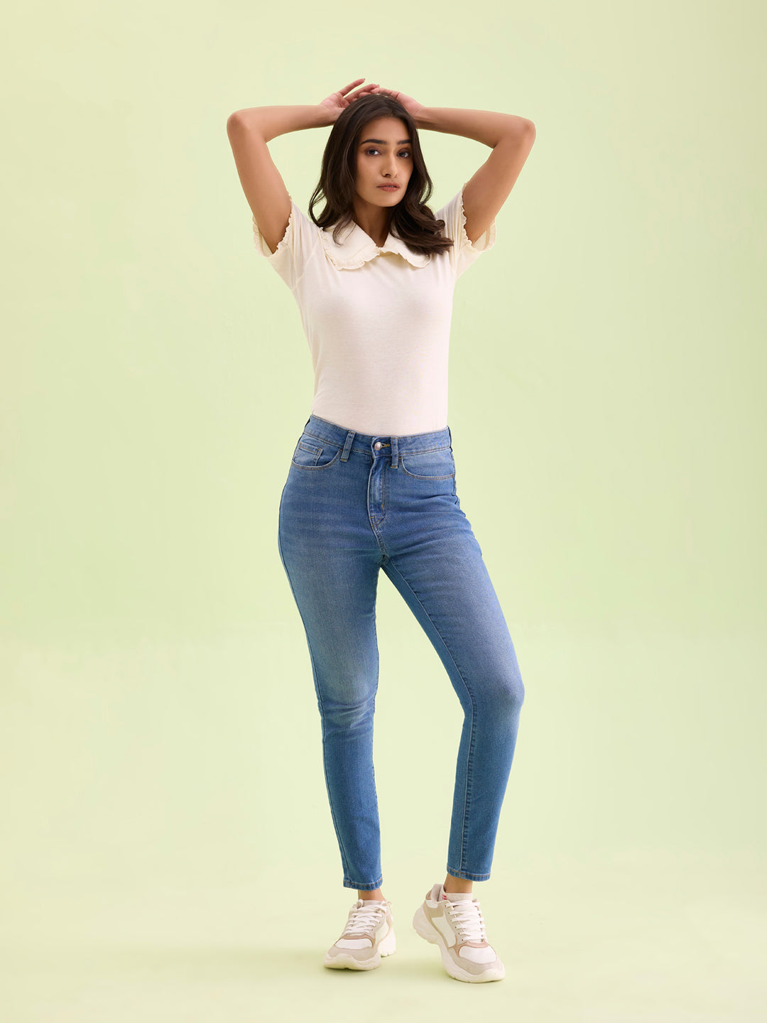 Light Blue Denim Skinny Jeans – Go Colors India - Main Image