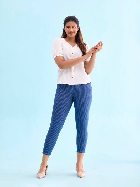 Cotton Poly Stretch Cropped Printed Jeggings