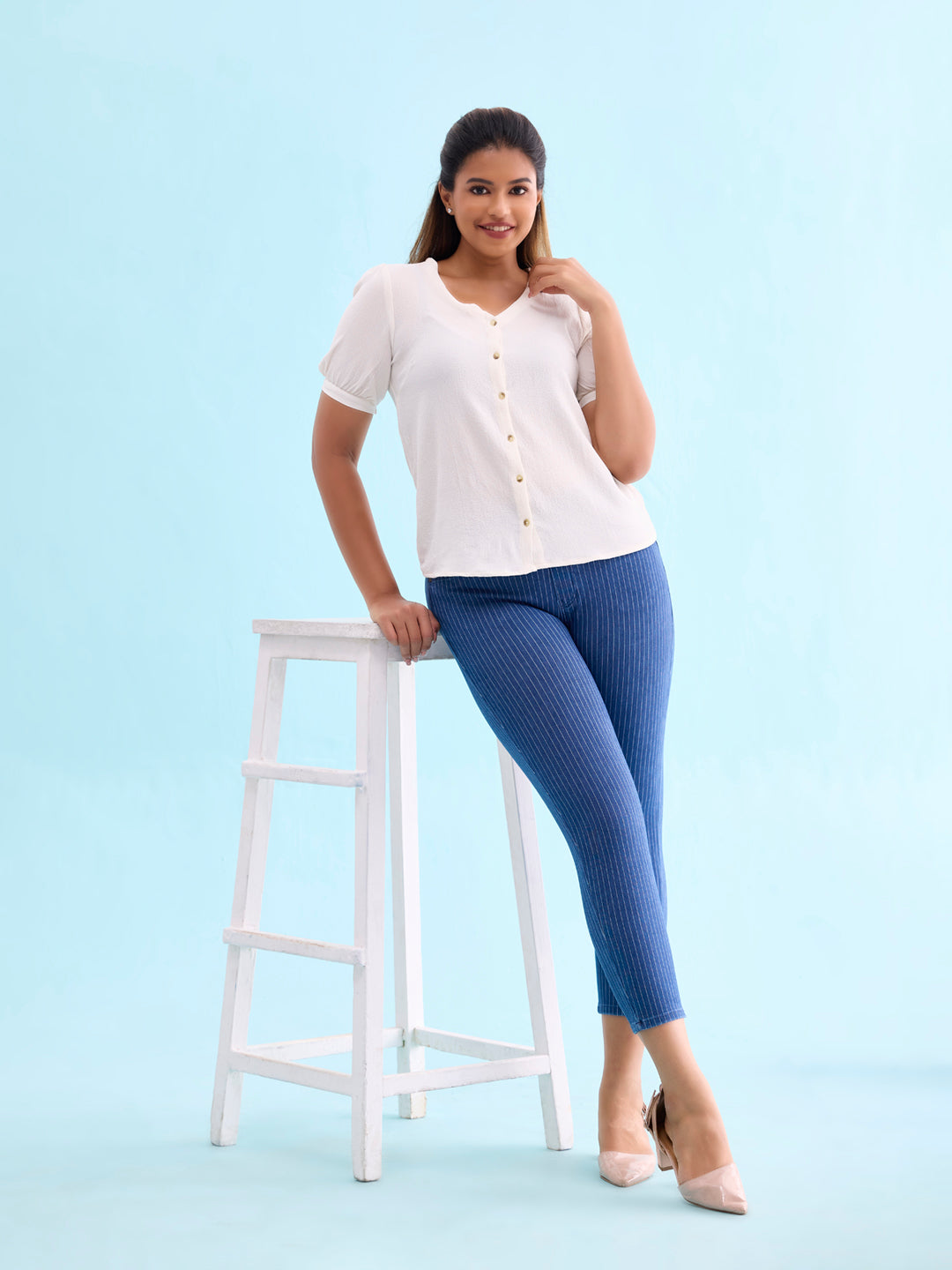 Cotton Poly Stretch Cropped Printed Jeggings