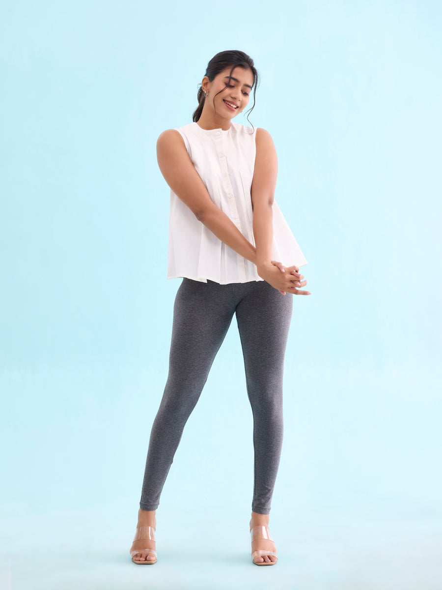 Melange ankle length leggings online best sale