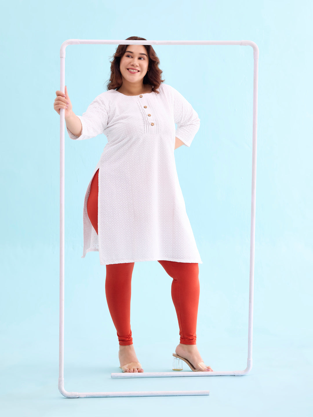 Rust Cotton Stretch Ankle Length Leggings