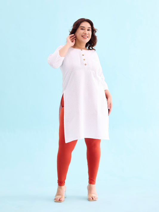 Rust Cotton Stretch Ankle Length Leggings