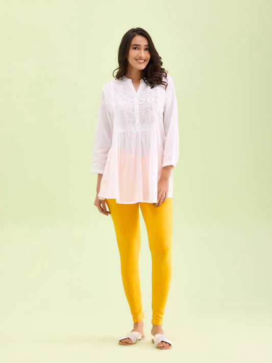 Saffron Cotton Stretch Ankle Length Leggings