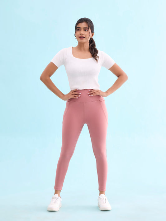 Dusty Pink Nylon Stretch Training Tights