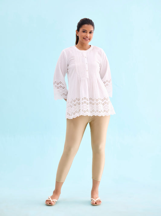 Deep Gold Cotton Stretch Cropped Leggings