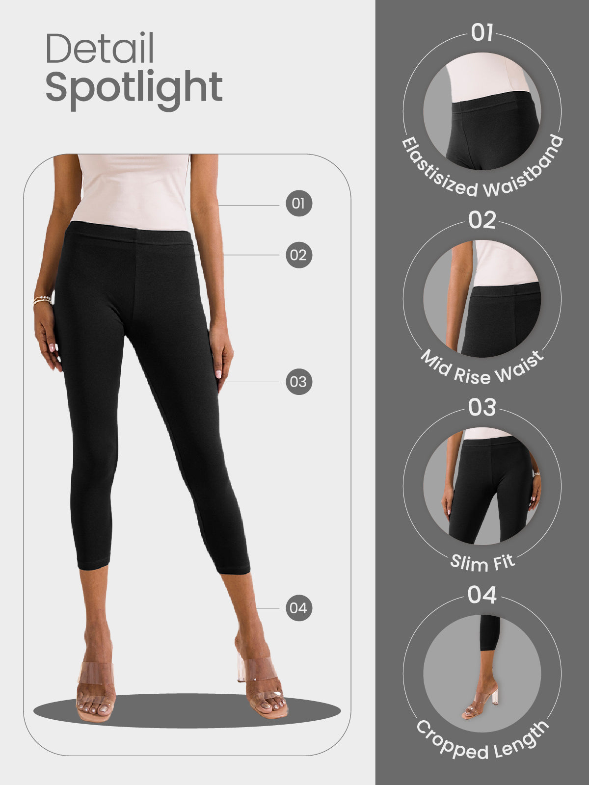 Dark Brown Cotton Stretch Cropped Leggings