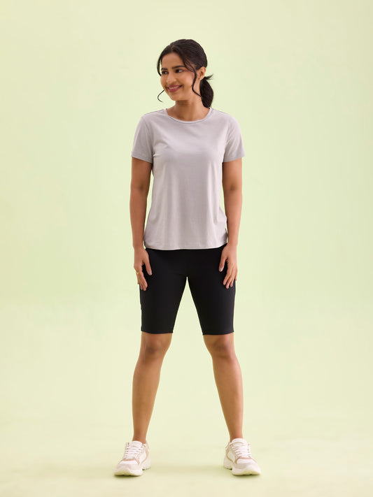 Black Nylon Stretch Active Shorts