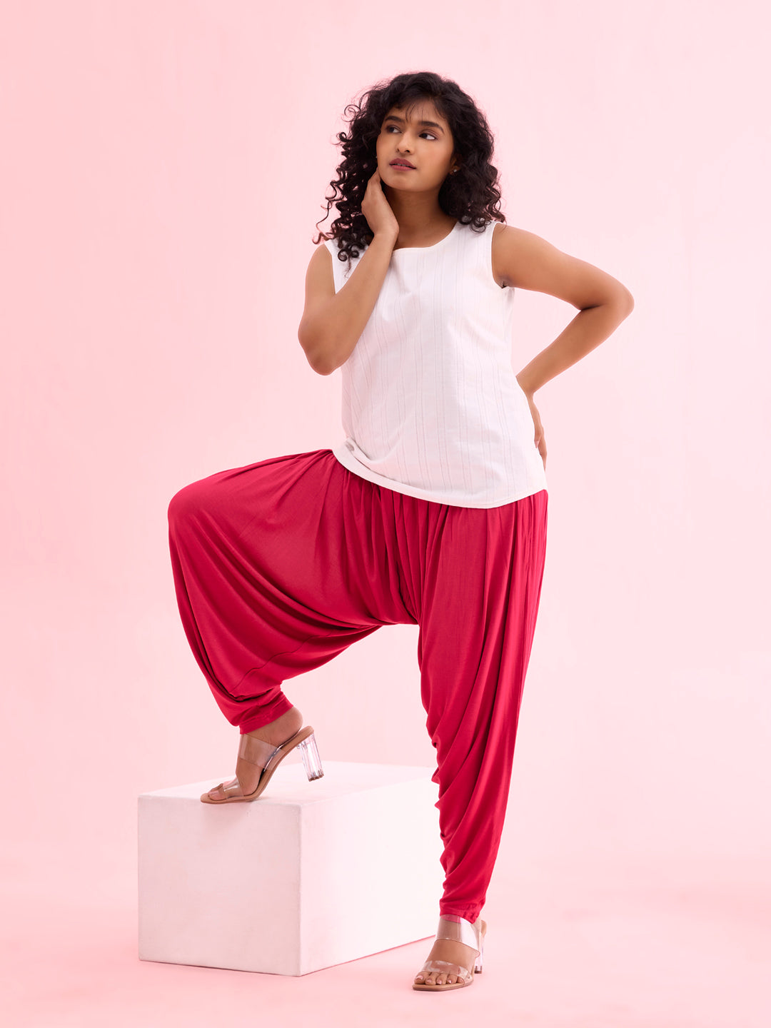 Fuchsia Viscose Stretch Patiala