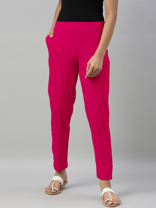 Dark Pink Cotton Stretch Kurti Pants