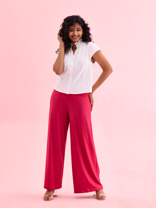 Fuchsia Viscose Knit Palazzo