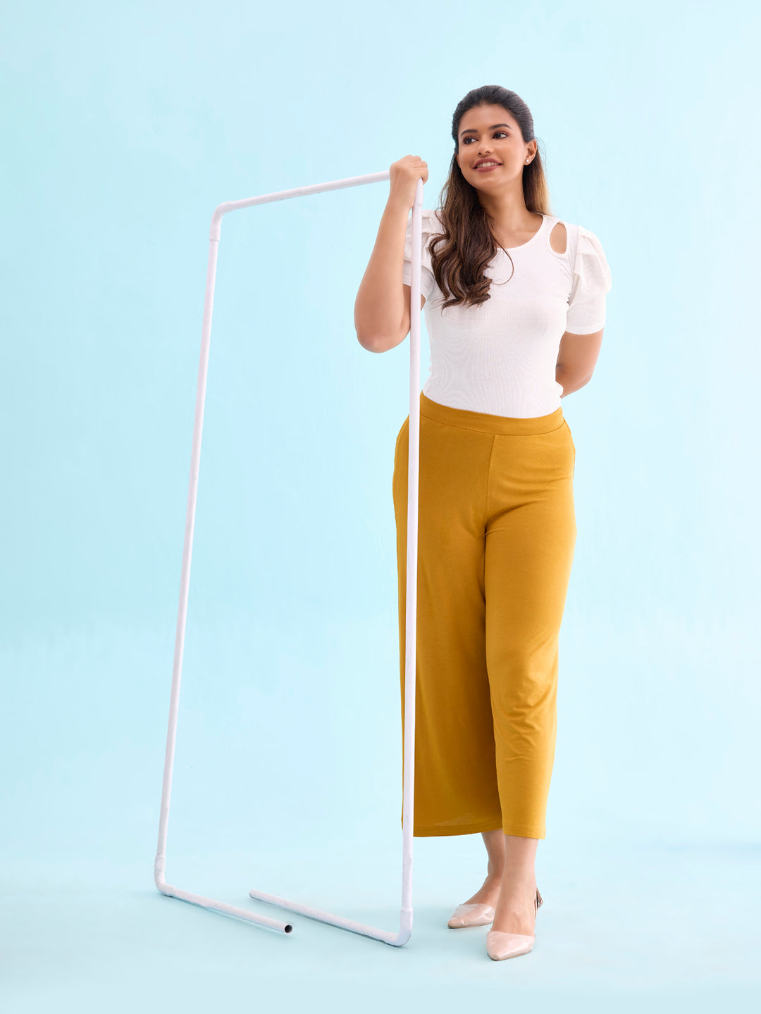 Mustard Viscose Knit Palazzo