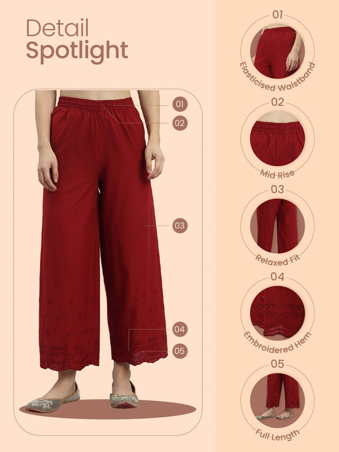Light Maroon Hakoba Wide Pant