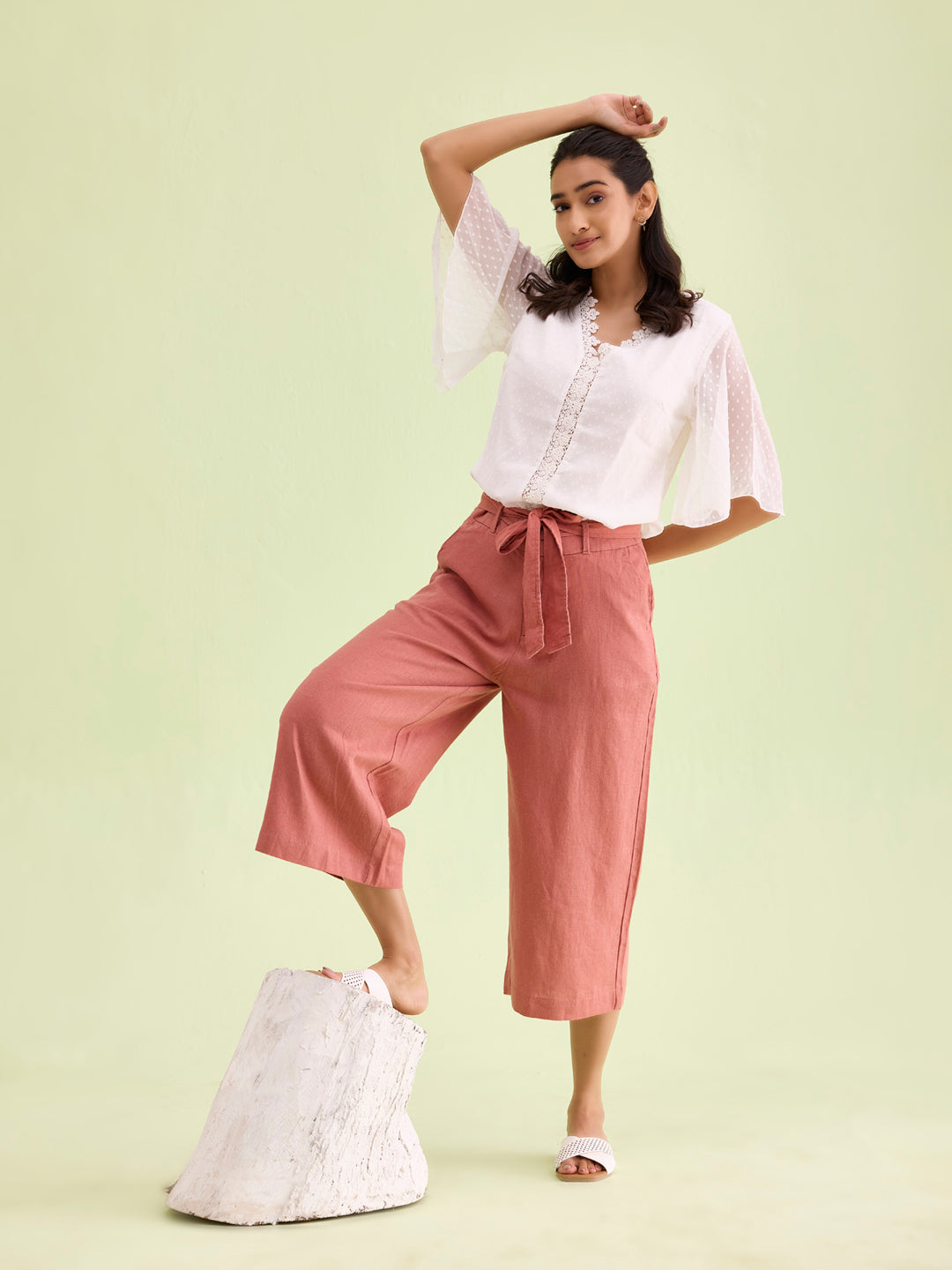 Rust Linen Blend Culottes