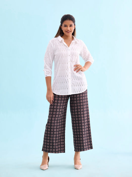 Black Woven Viscose Printed Palazzo