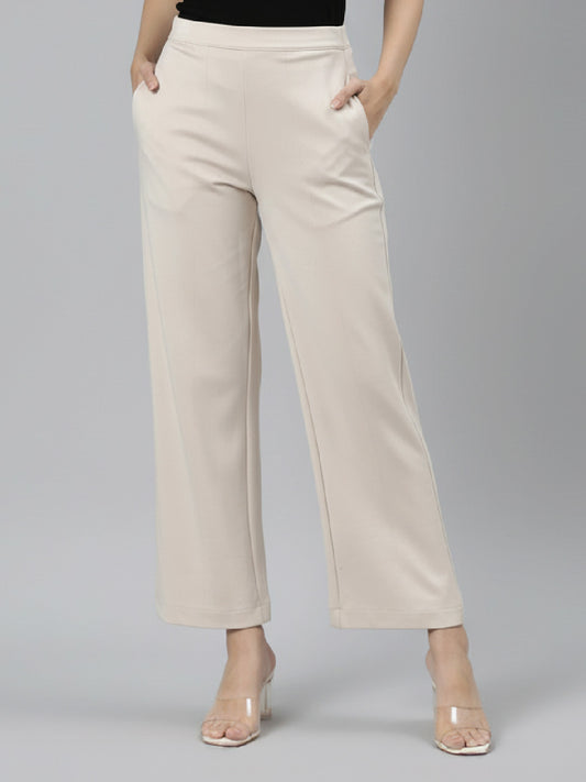 Light Beige Roma Ponte Wide Pants