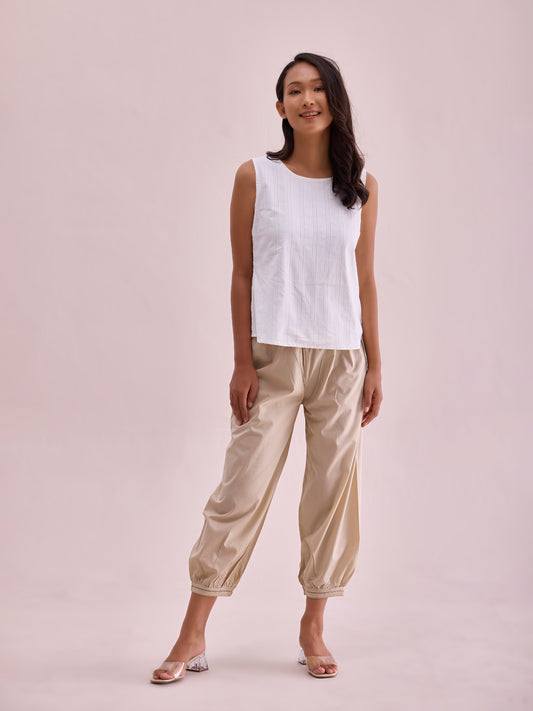 Light Beige Cotton Cambric Lace Salwar