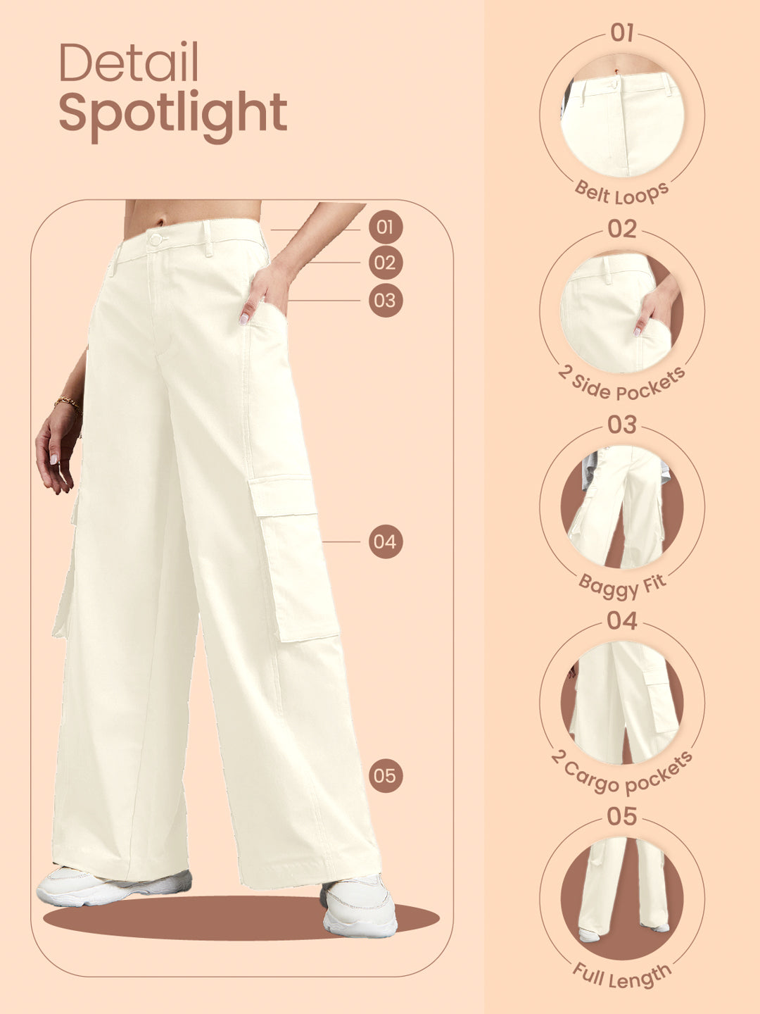 Cream Cargo Pants
