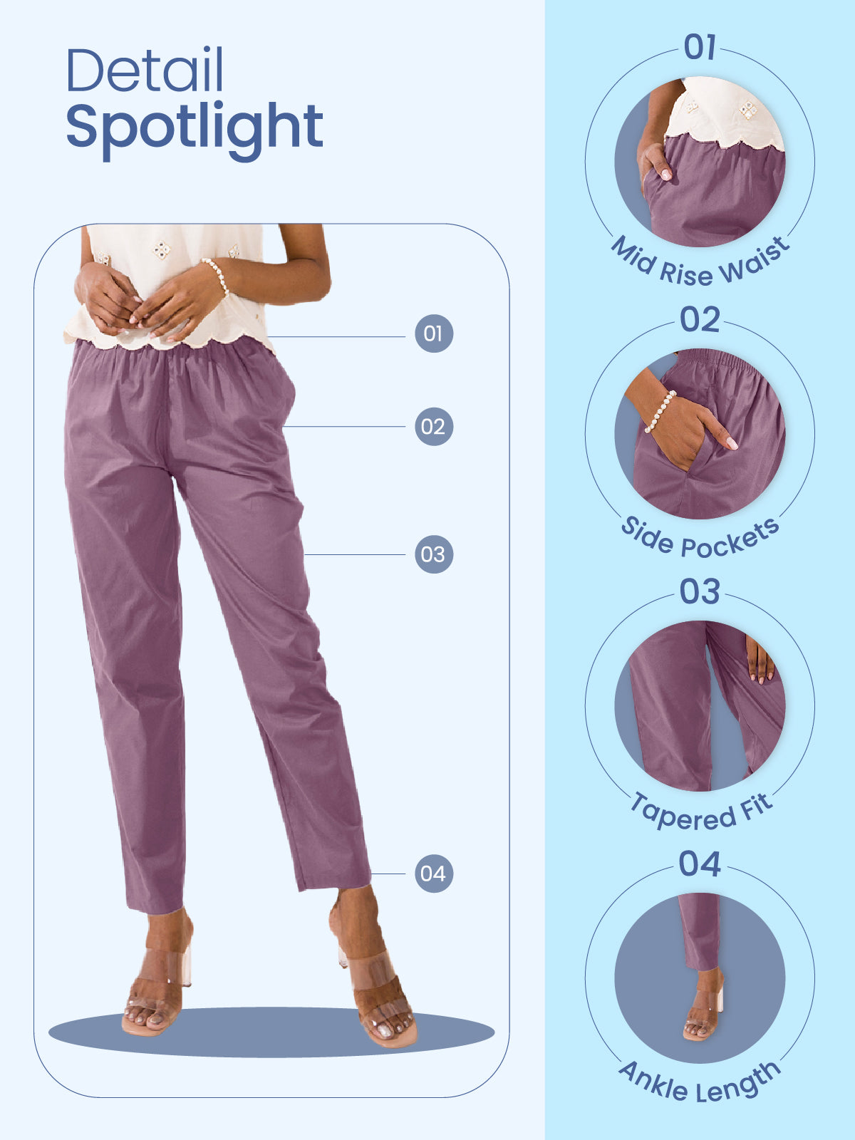 Light Beige Cotton Cambric Cotton Pants