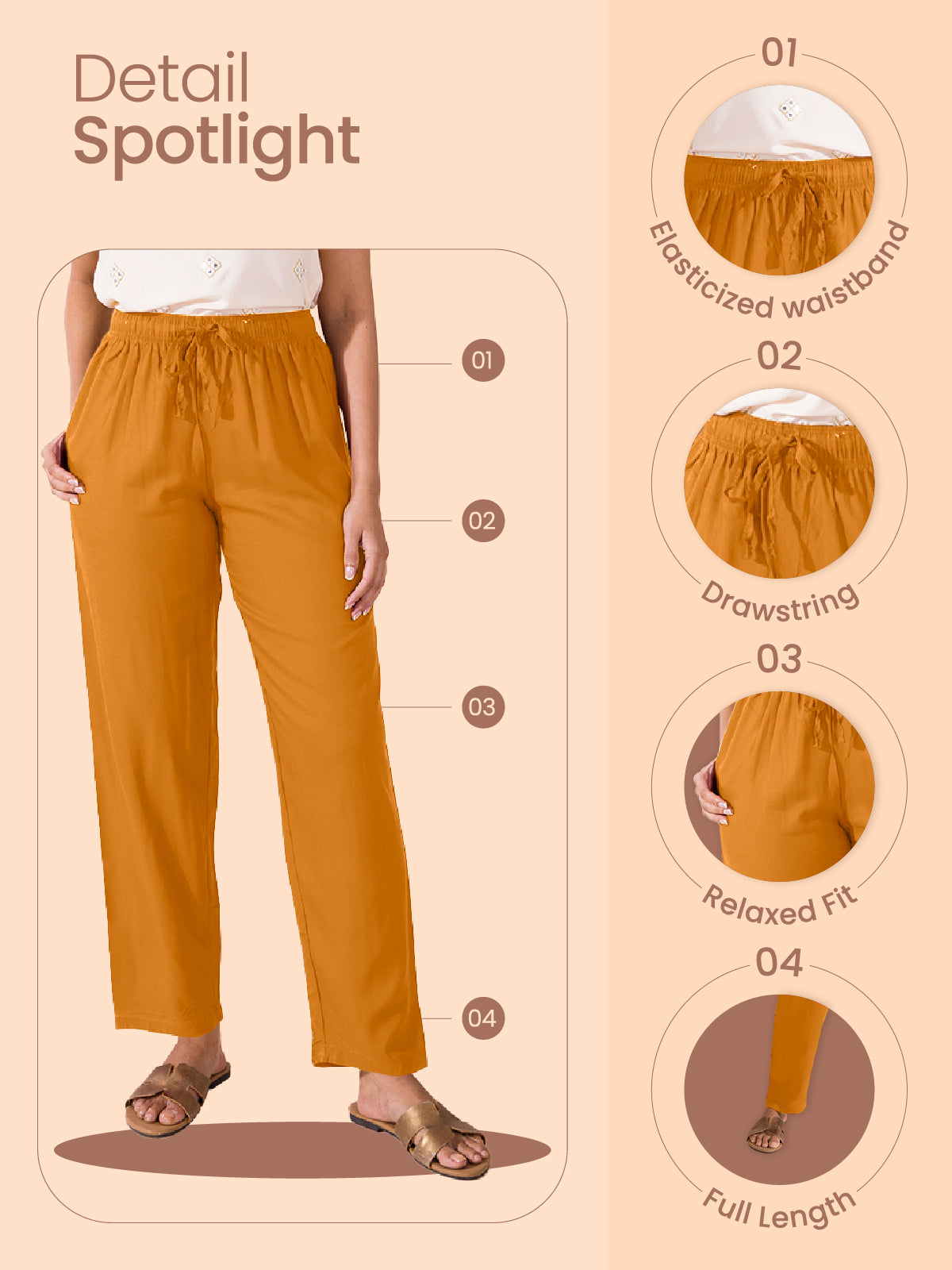 Ecru Woven Viscose Casual Pants