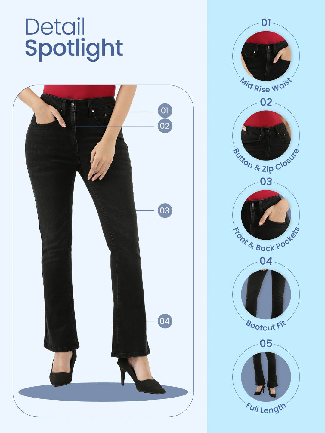 Black Denim Boot Cut Jeans