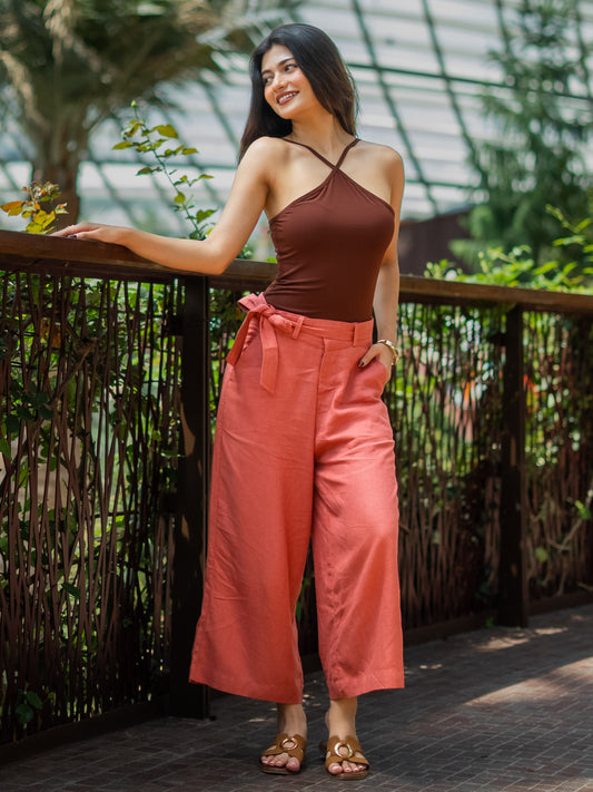 Rust Linen Blend Culottes
