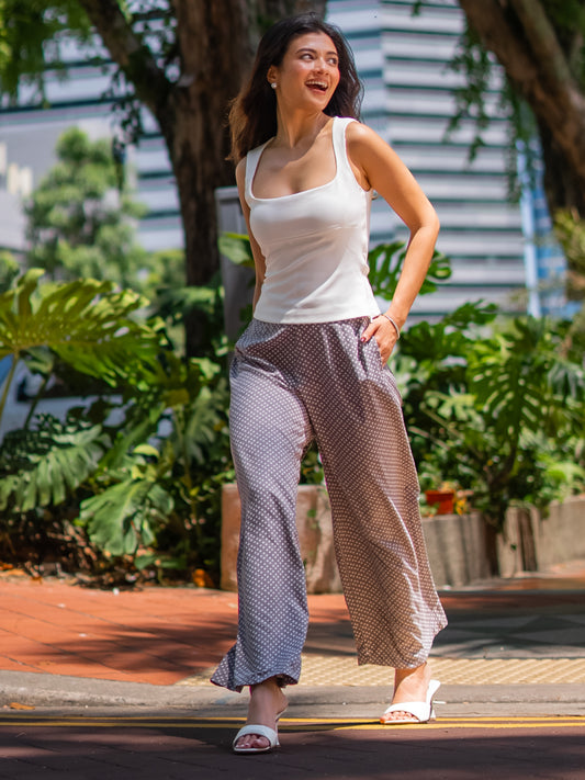 Grey Woven Viscose Printed Palazzo