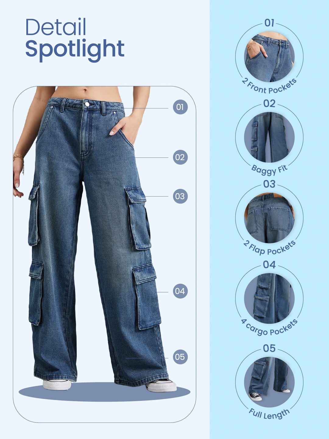 Denim Cargo Pants