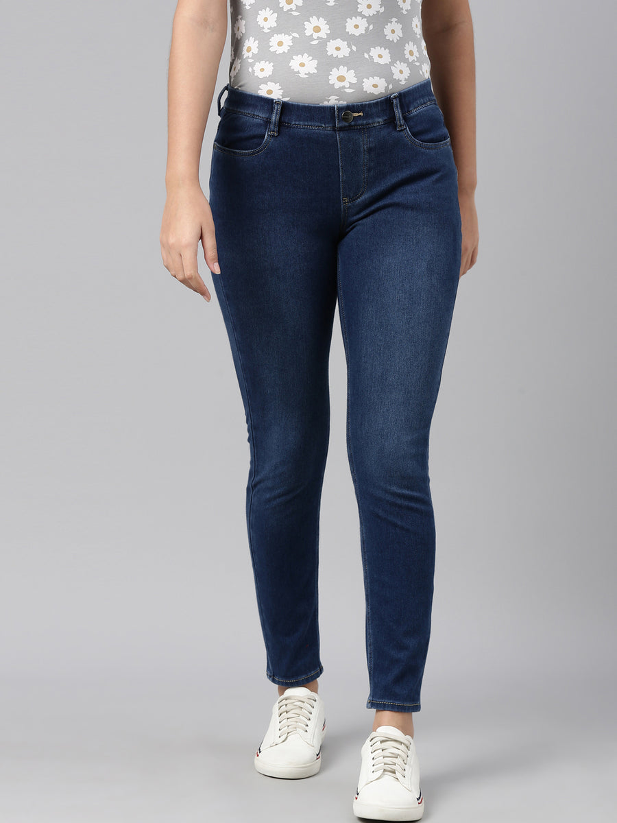Buy online Women Light Blue Denim Jegging from Jeans & jeggings
