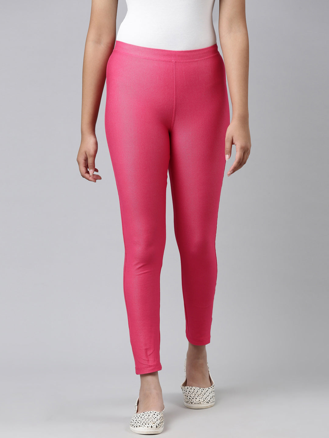 Young Fuchsia Cotton Poly Stretch Knit Jeggings – Go Colors India