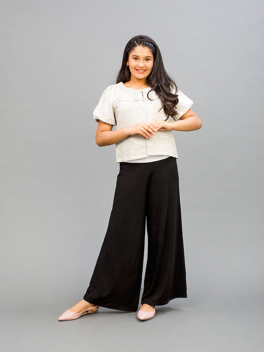 Medium Coral Viscose Stretch Knit Palazzo