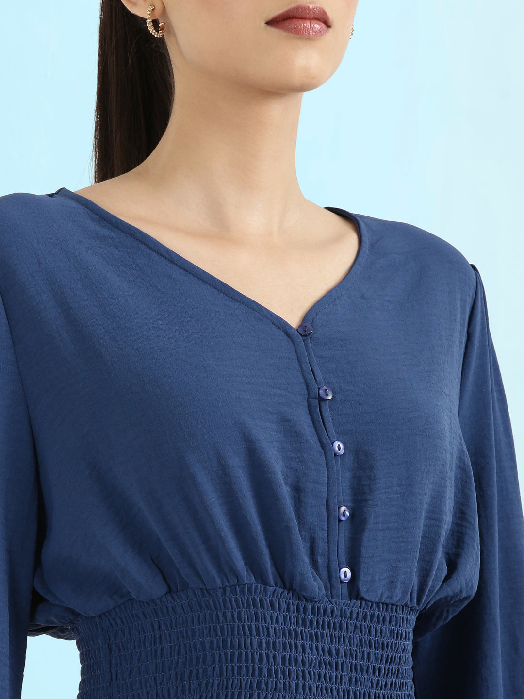 Hammered V-Neck Crop Top